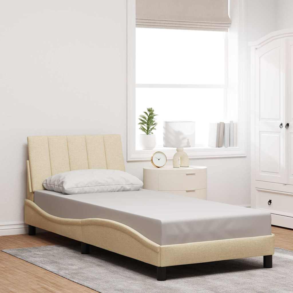 Bettgestell Creme 90x200 cm Stoff