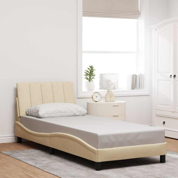 Bettgestell Creme 90x200 cm Stoff