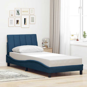 Bettgestell Stoff Blau 90x200 cm