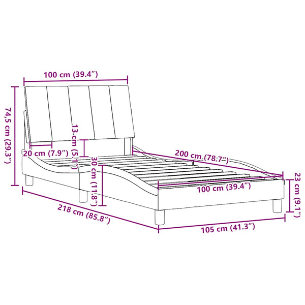 Bettgestell Hanko Hellgrau 100x200 cm