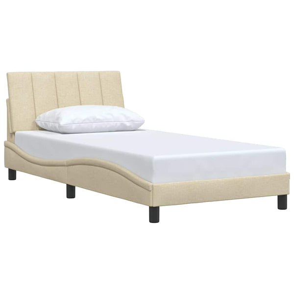 Bettgestell Creme 100x200 cm Stoff