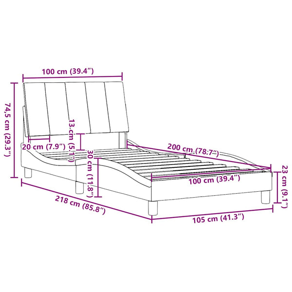 Bettgestell Creme 100x200 cm Stoff