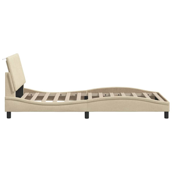 Bettgestell Creme 100x200 cm Stoff