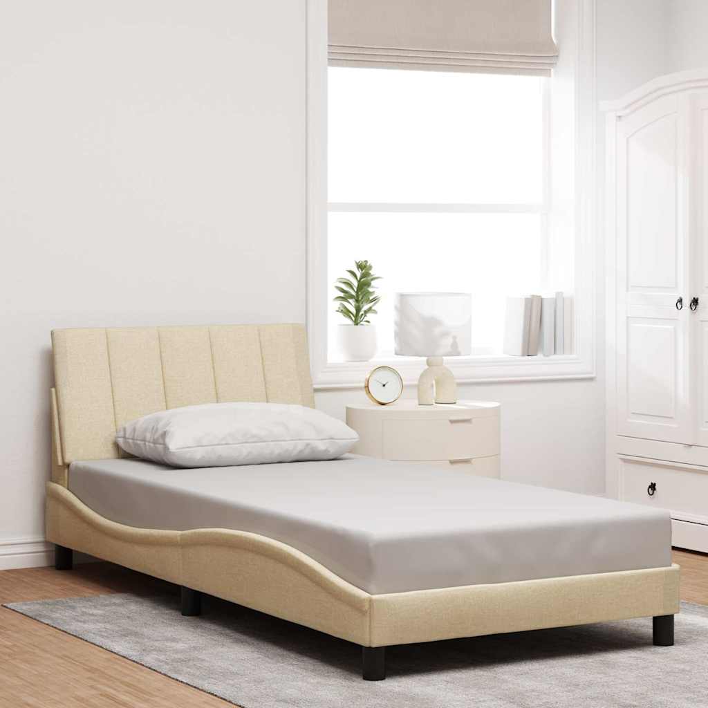 Bettgestell Creme 100x200 cm Stoff