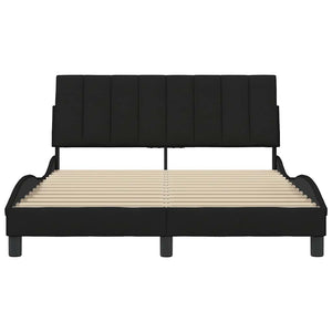 Bettgestell Stoff Schwarz 140x190 cm