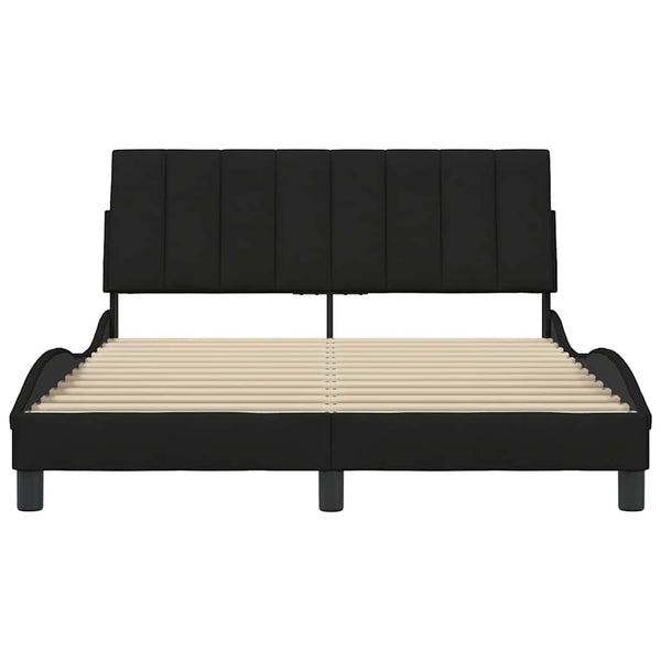 Bettgestell Stoff Schwarz 140x190 cm