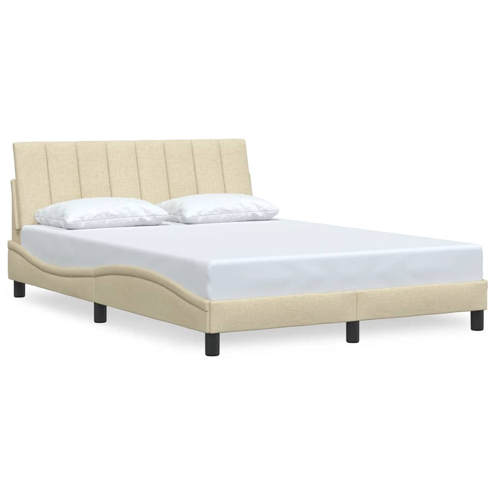 vidaXL Bed Frame without Mattress "Hanko" Cream 140x190 cm Fabric