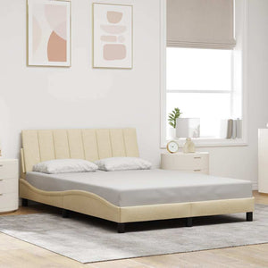 Bettgestell Creme 140x190 cm Stoff