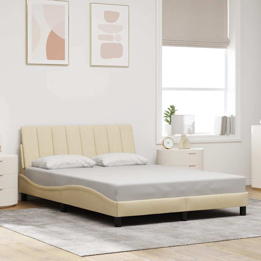 Bettgestell Creme 140x190 cm Stoff