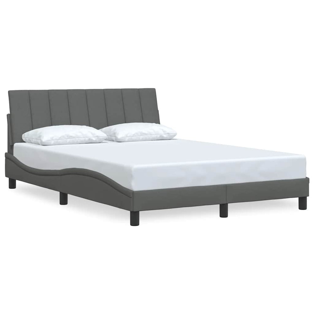 vidaXL Bed Frame without Mattress "Hanko" Dark Grey 140x200 cm Fabric