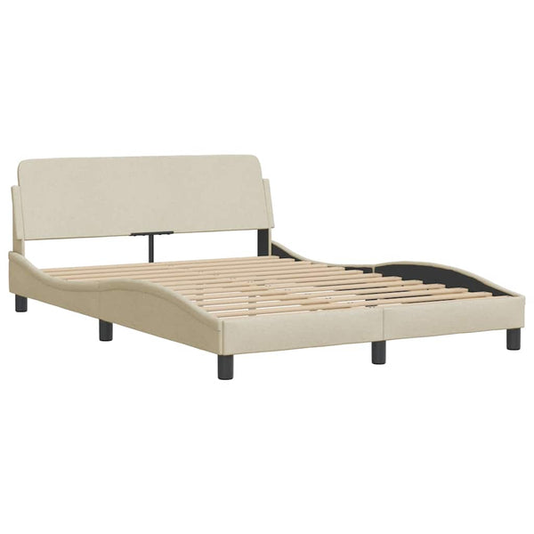 Bettgestell Creme 140x200 cm Stoff