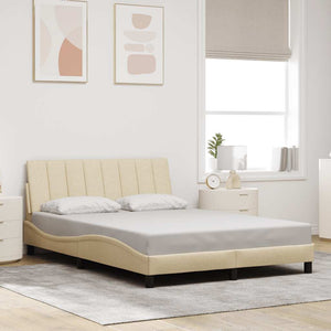 Bettgestell Creme 140x200 cm Stoff