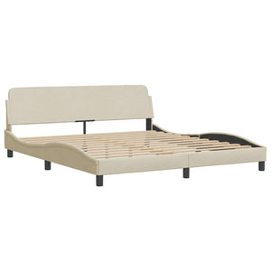Bettgestell Creme 160x200 cm Stoff