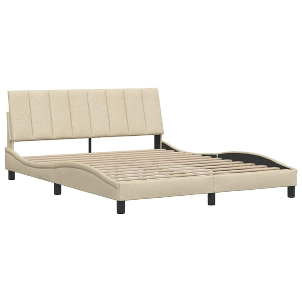 Bettgestell Creme 160x200 cm Stoff