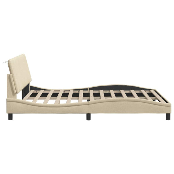 Bettgestell Creme 160x200 cm Stoff