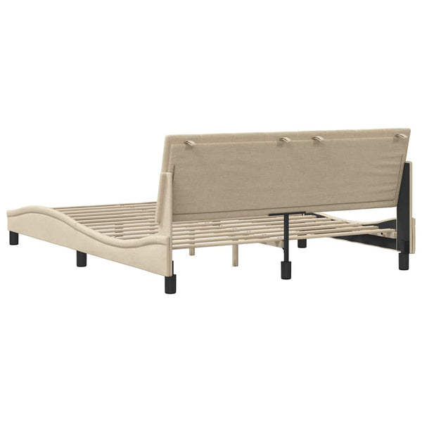 Bettgestell Creme 160x200 cm Stoff