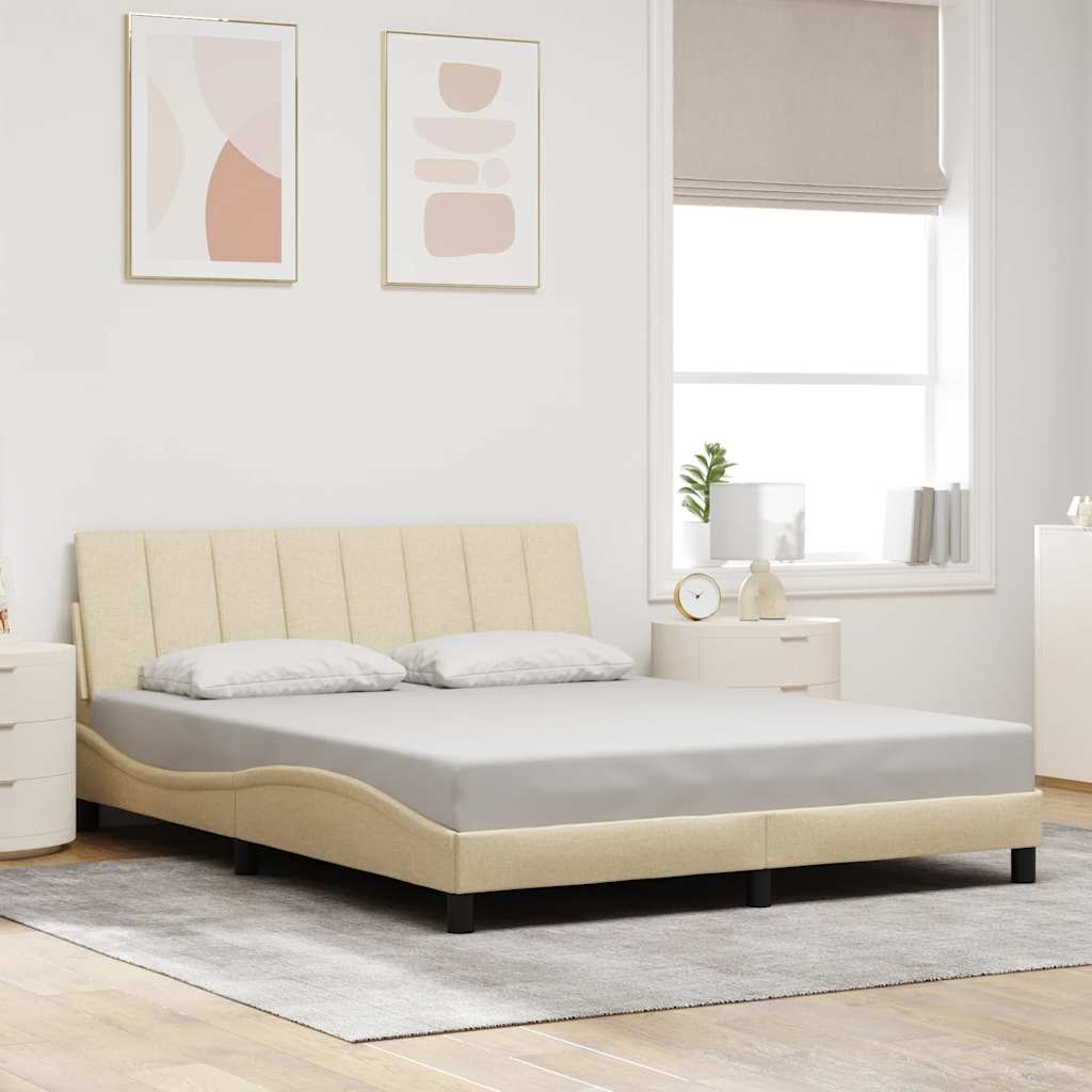 Bettgestell Creme 160x200 cm Stoff