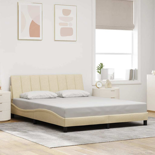 Bettgestell Creme 160x200 cm Stoff