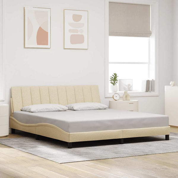 Bettgestell Stoff Creme 180x200 cm