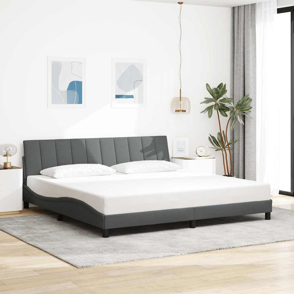 vidaXL "Hanko" Dark Grey 200x200 cm Fabric Bed Frame without Mattress