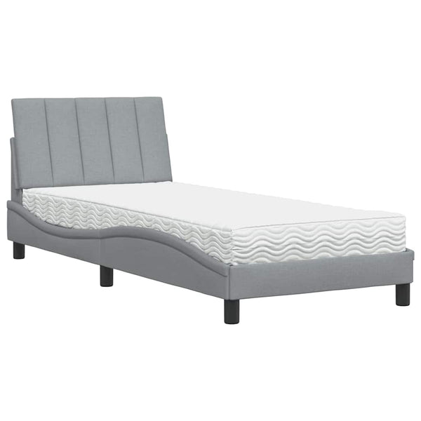 vidaXL Lit avec matelas "Hanko" Gris clair 80x200 cm Tissu