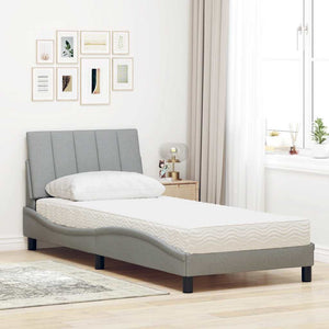 vidaXL Lit avec matelas "Hanko" Gris clair 80x200 cm Tissu