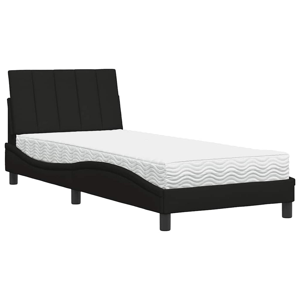 vidaXL Lit avec matelas « Hanko » noir 80x200 cm tissu