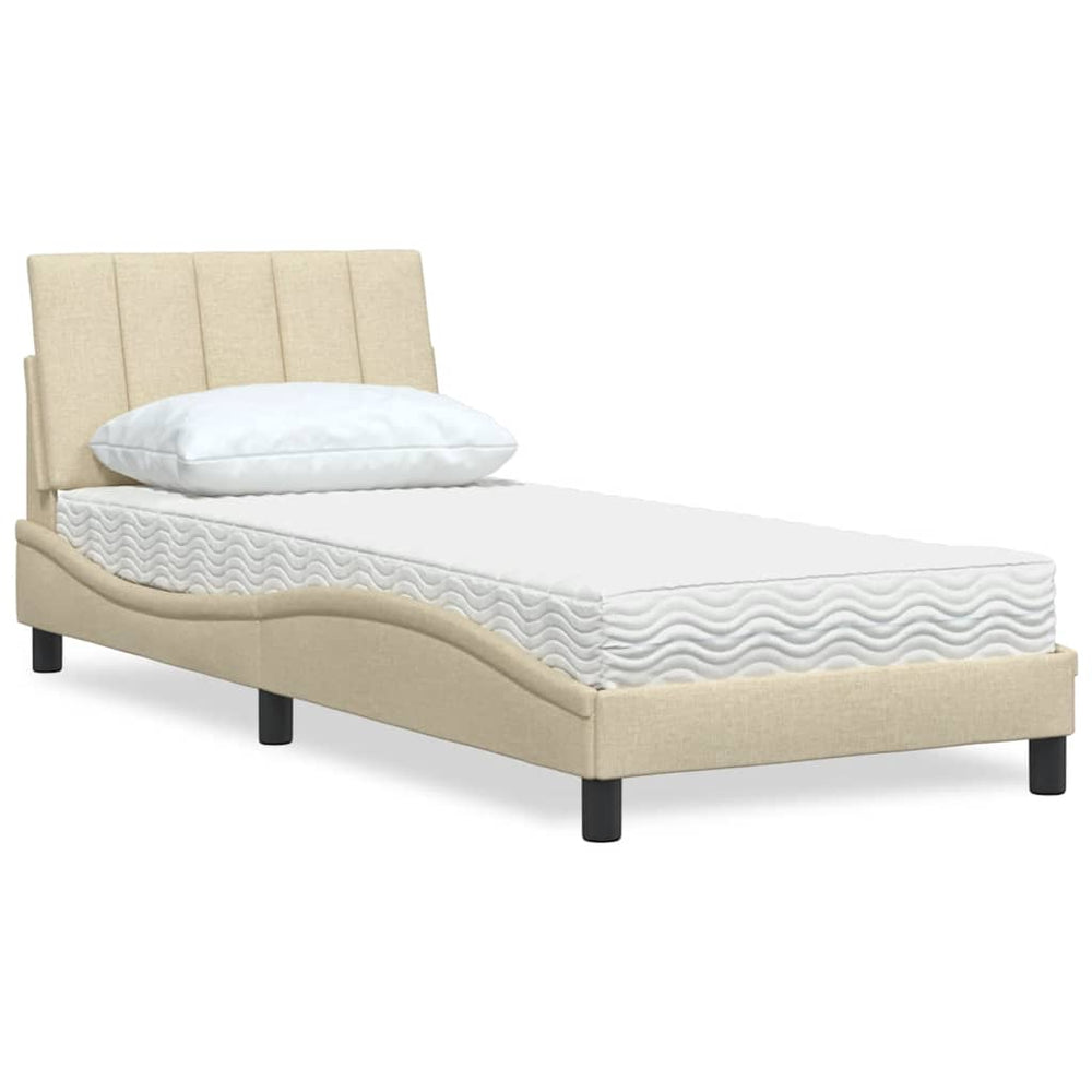 vidaXL Lit avec matelas « Hanko » crème 80x200 cm tissu