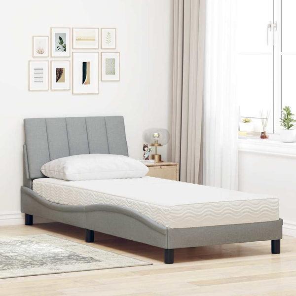 Bett mit Matratze Hanko Hellgrau 90x190 cm