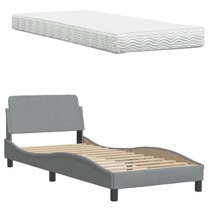 Bett mit Matratze Hanko Hellgrau 90x190 cm