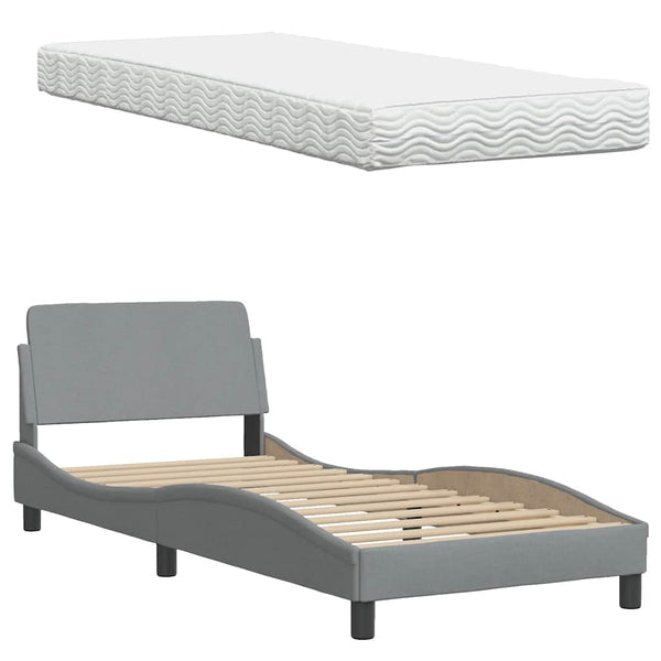 Bett mit Matratze Hanko Hellgrau 90x190 cm