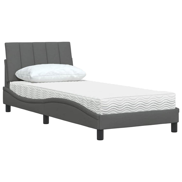 Bett mit Matratze Hanko Dunkelgrau 90x190 cm