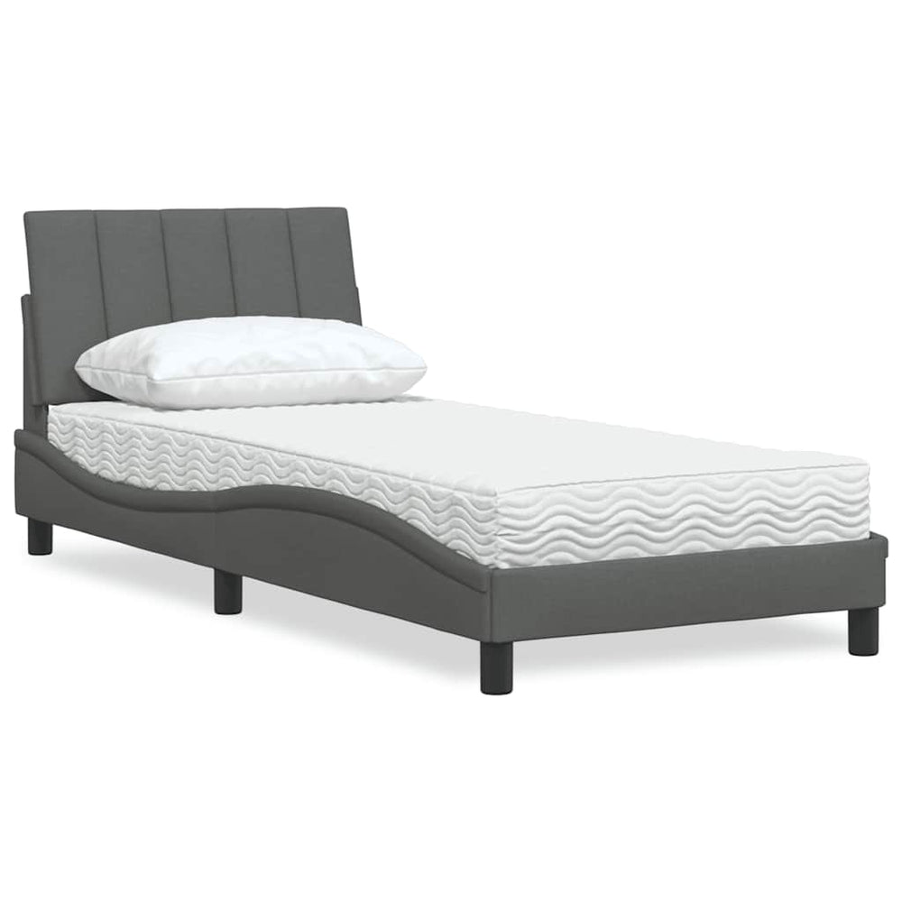 Bett mit Matratze Hanko Dunkelgrau 90x190 cm