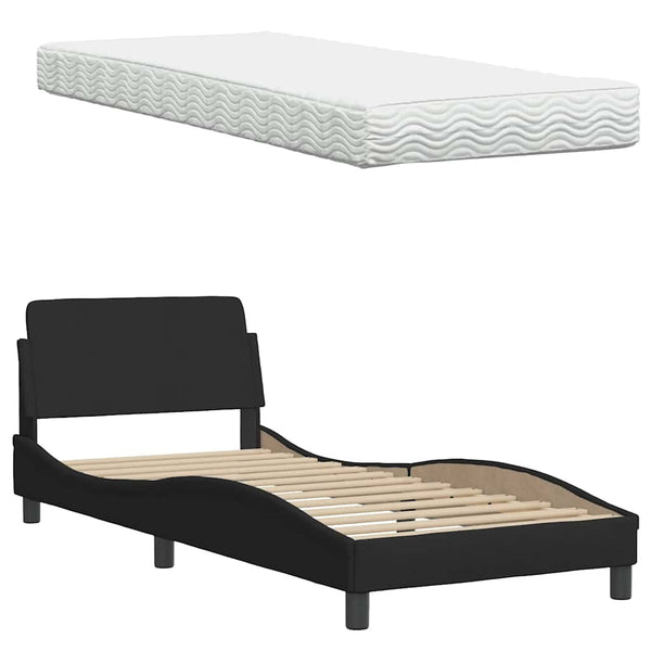 Bett mit Matratze Hanko Schwarz 90x190 cm