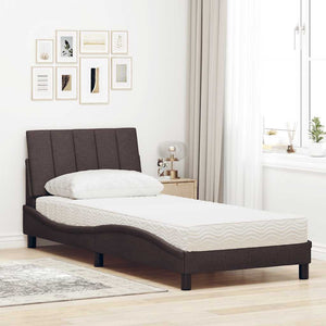 Bett mit Matratze Dunkelbraun 90x190 cm