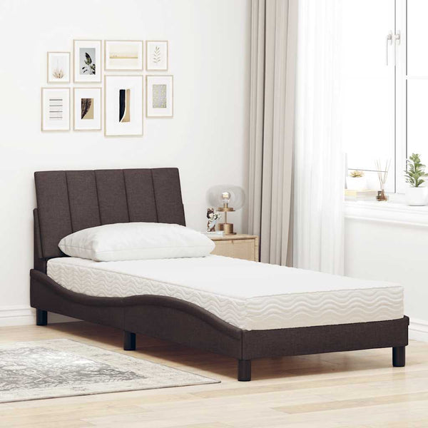 Bett mit Matratze Dunkelbraun 90x190 cm