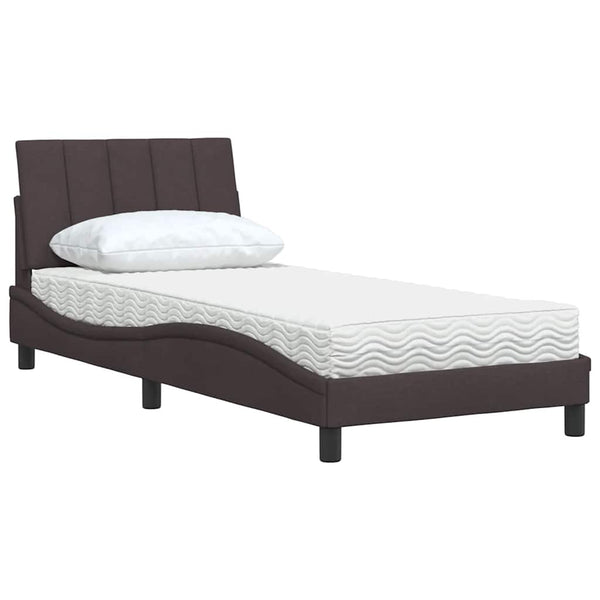 Bett mit Matratze Dunkelbraun 90x190 cm