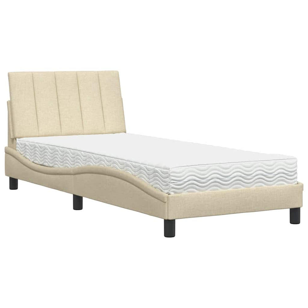 Bett mit Matratze Hanko Creme 90x190 cm