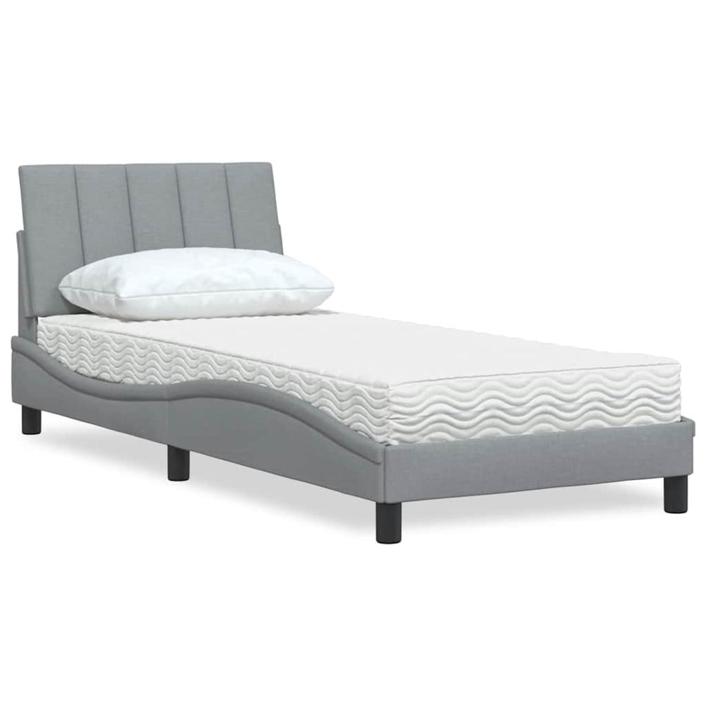 vidaXL Lit avec matelas « Hanko » gris clair 90x200 cm tissu