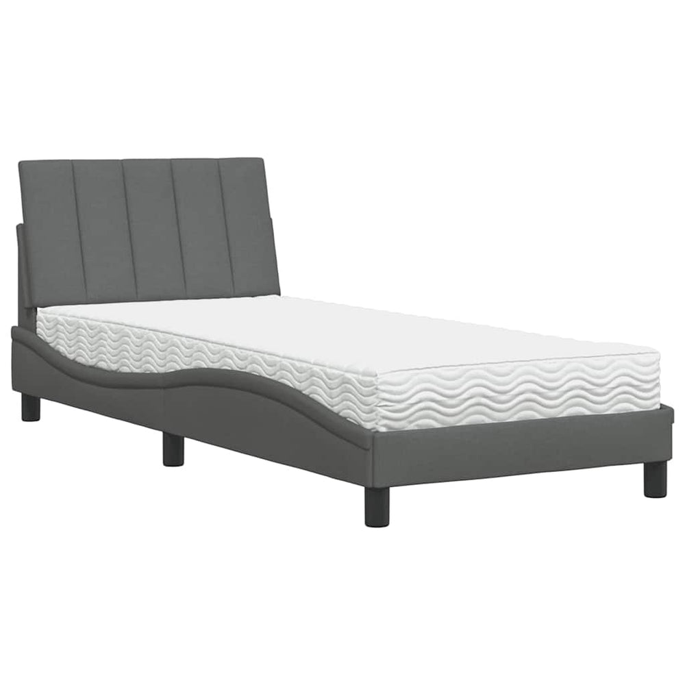 Bett mit Matratze Hanko Dunkelgrau 90x200 cm