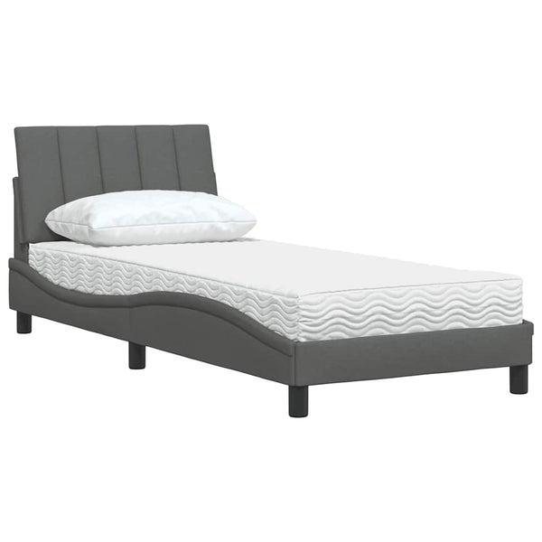 Bett mit Matratze Hanko Dunkelgrau 90x200 cm