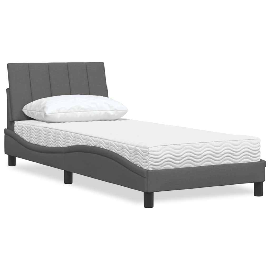 Bett mit Matratze Hanko Dunkelgrau 90x200 cm