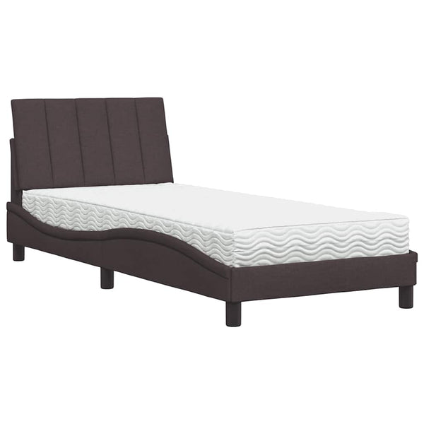 Bett mit Matratze Dunkelbraun 90x200 cm