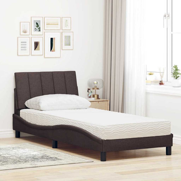 Bett mit Matratze Dunkelbraun 90x200 cm
