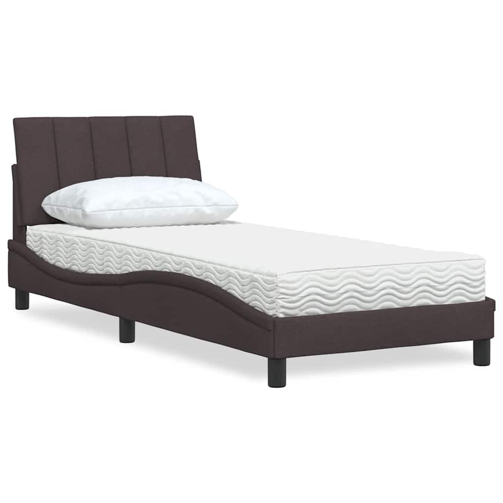 Bett mit Matratze Dunkelbraun 90x200 cm