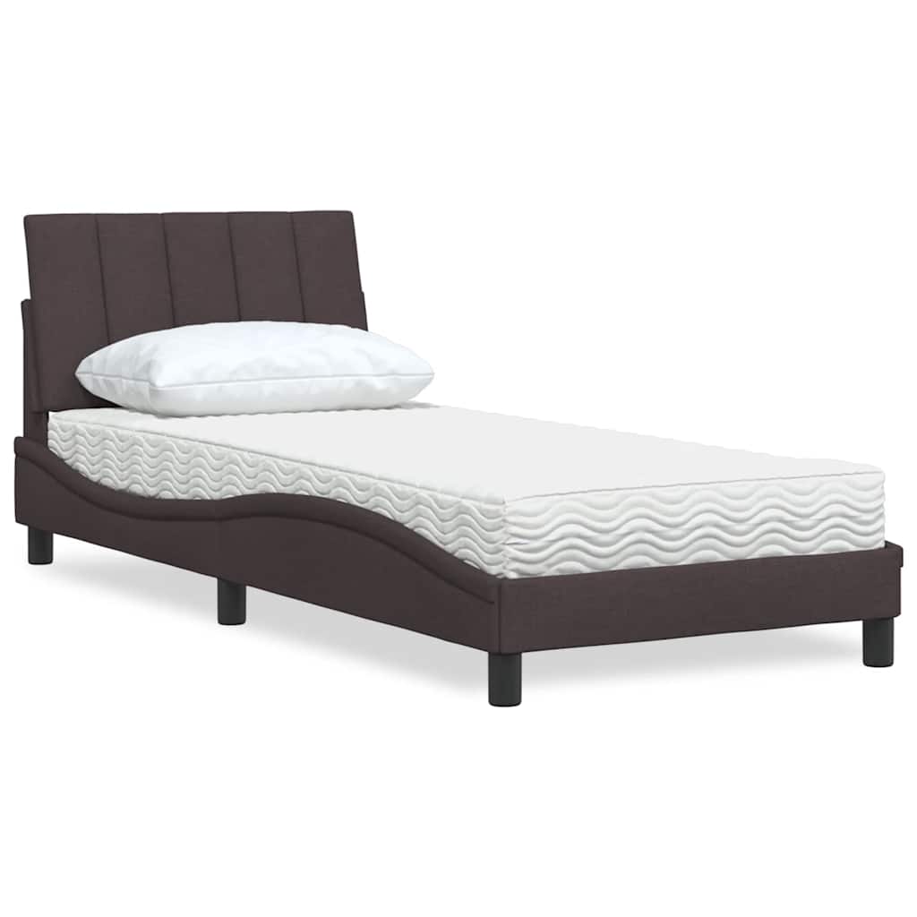 Bett mit Matratze Dunkelbraun 90x200 cm