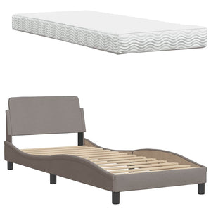 Bett mit Matratze Hanko Taupe 90x200 cm