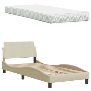 Bett mit Matratze Hanko Creme 90x200 cm