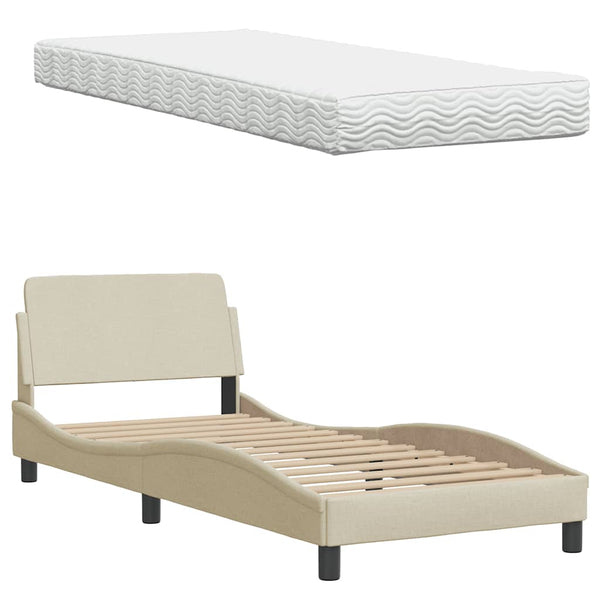 Bett mit Matratze Hanko Creme 90x200 cm