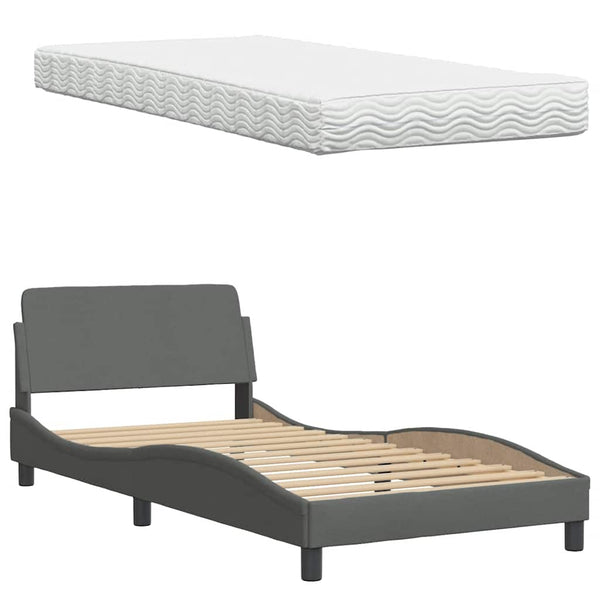 Bett mit Matratze Hanko Dunkelgrau 100x200 cm